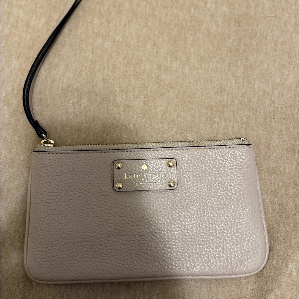 Kate Spade Gray and Black Clutch with Pebbled Texture
